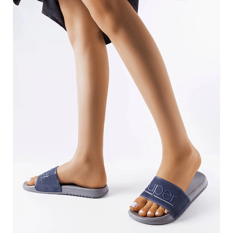 Chinelos de borracha cinza Azelio azul 1