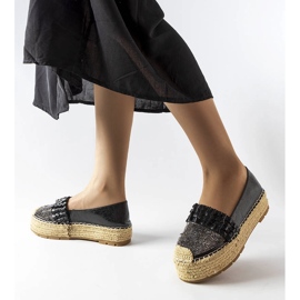 Alpargatas pretas com strass Lauro preto 1