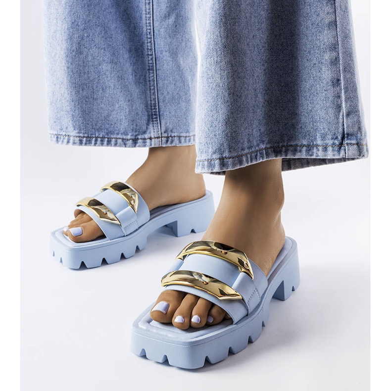 Calças deslizantes azuis com sola volumosa da Provinc azul 1