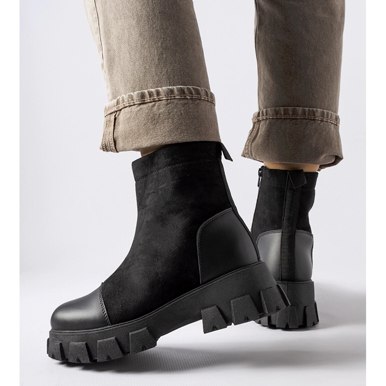 Trabalhadores de camurça ecológica preta com banda de rodagem preta Milo B026-17 preto 1