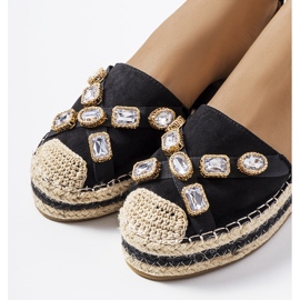 Alpargatas pretas com zircônias Taimi cúbicas preto 2