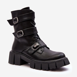 Botas femininas de couro pretas S.Barski MR870-62 preto 1