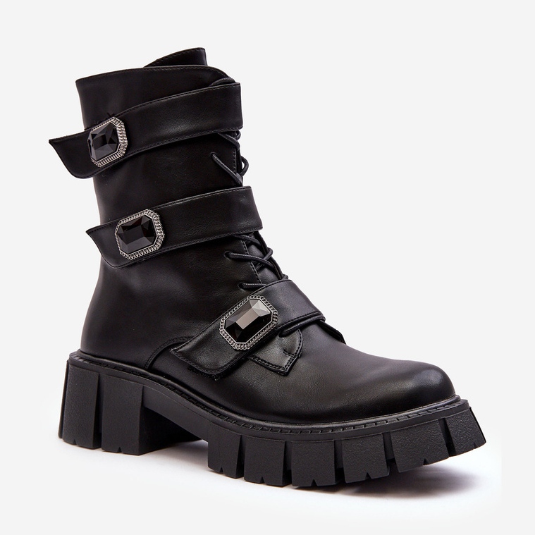 Botas femininas de couro pretas S.Barski MR870-62 preto 1