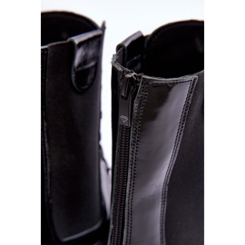 Botins femininos de couro com cadarço e tornozelo pretos Nicole 2836 1