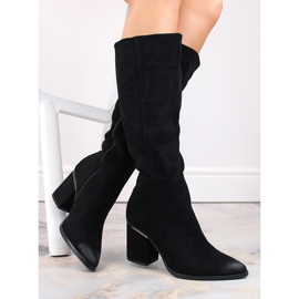 Botas de cowboy com isolamento feminino em camurça, pretas Potocki SZ12247 preto 1