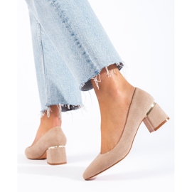 Goodin Bombas de camurça elegantes bege 2