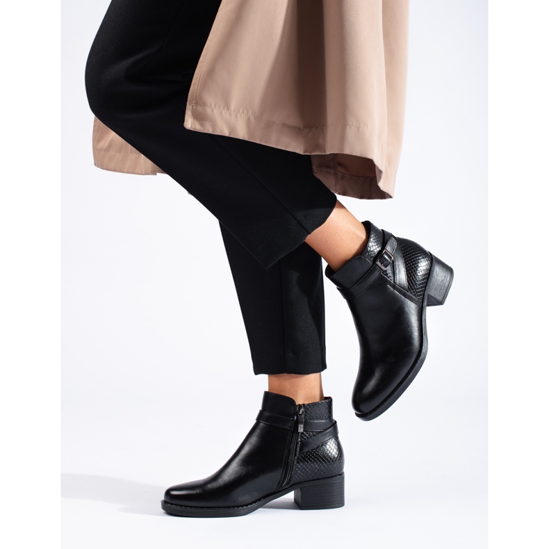 W. Potocki Botins femininos Potocki pretos de salto alto 2