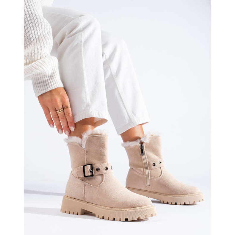 Botas de neve bege com fivela Vinceza 1