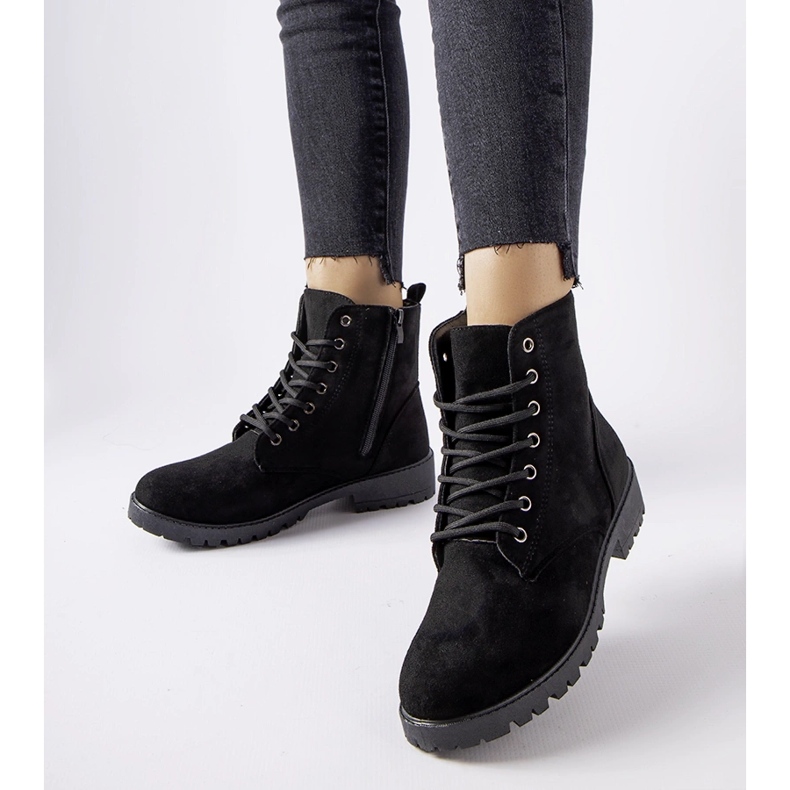 Inna Botas Rosing pretas em camurça ecológica com isolamento preto 1