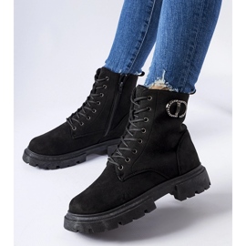 Botas broberg de camurça ecológica preta com zircões preto 1