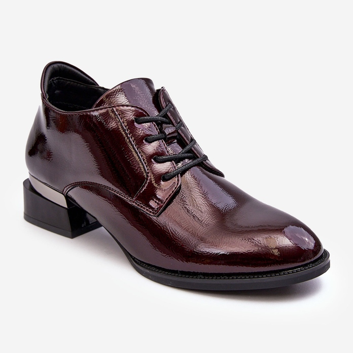 Vinceza Sapatos Brogue femininos Borgonha com cordões da Banosa vermelho 2