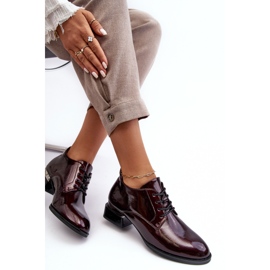 Vinceza Sapatos Brogue femininos Borgonha com cordões da Banosa vermelho 1