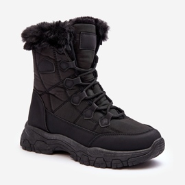 PE1 Botas de neve femininas com pele e zíper, Preto Vittora 1
