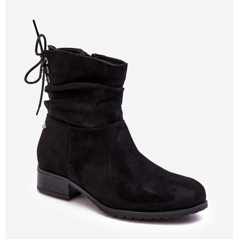 PE1 Botas rasas de camurça feminina pretas Keresa preto 1