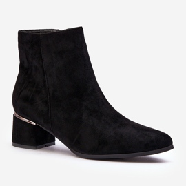 PE1 Botas femininas de camurça de salto alto pretas Mebassa preto 1
