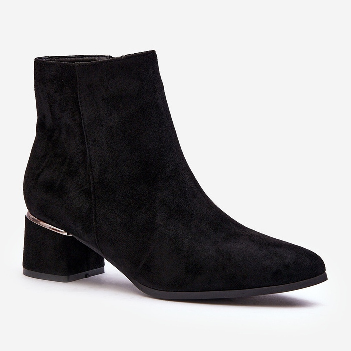 PE1 Botas femininas de camurça de salto alto pretas Mebassa preto 1