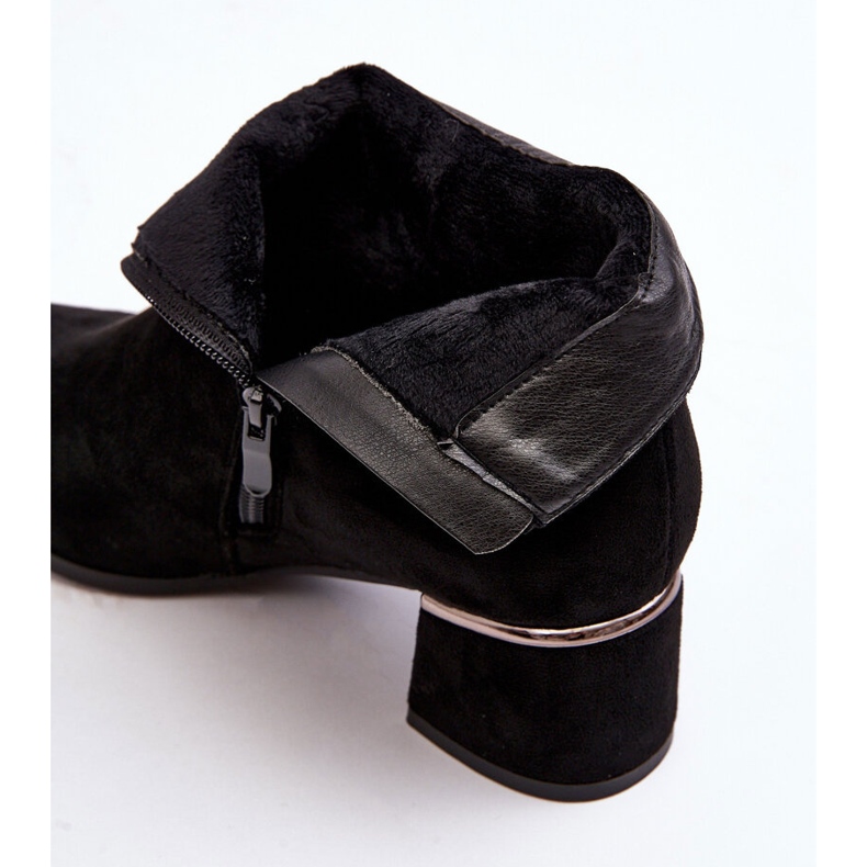 PE1 Botas femininas de camurça de salto alto pretas Mebassa preto 2