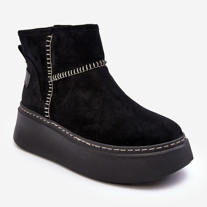 Botas femininas de camurça para neve Maciejka 06257-01 pretas preto 2