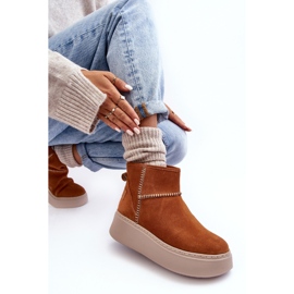Botas femininas de camurça para neve Maciejka 06257-29 marrom 2
