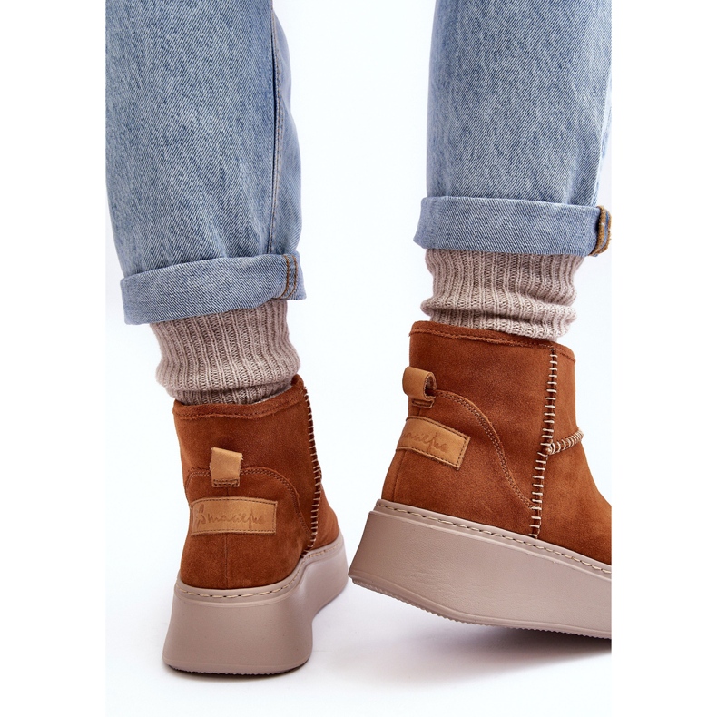 Botas femininas de camurça para neve Maciejka 06257-29 marrom 1