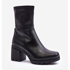 Sergio Leone Botins femininos de couro com salto alto enorme, Fllavie preto 1