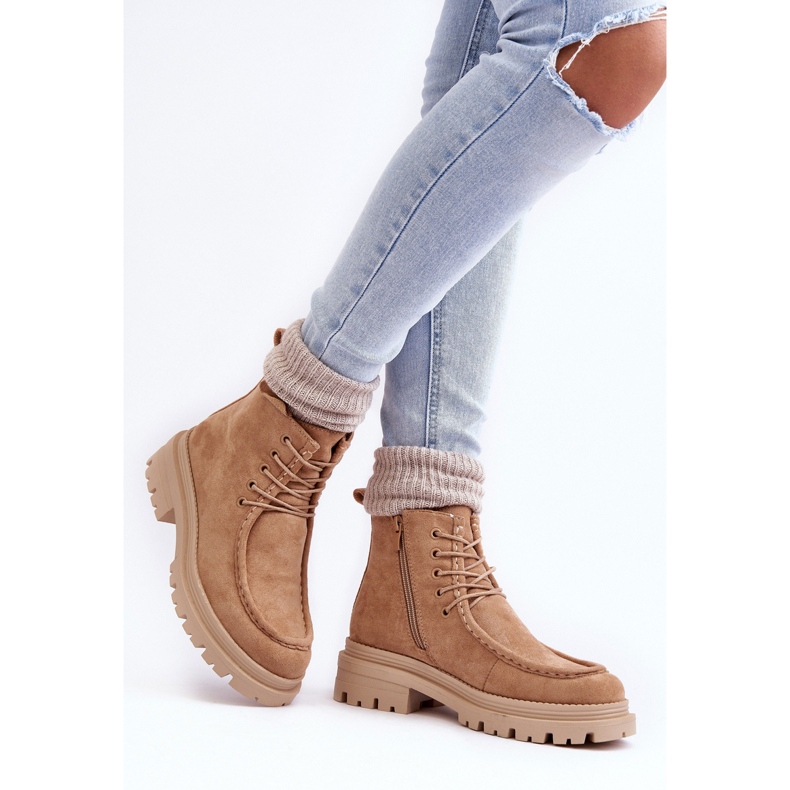 Botins Femininos com Zíper, Bege Escuro Apolosi 2 Botins Femininos com Zíper, Bege Escuro Apolosi 2