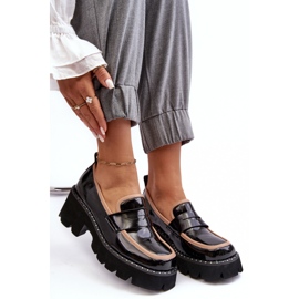 S.Barski Mocassins femininos de couro D&amp;A MR870-32 pretos 1