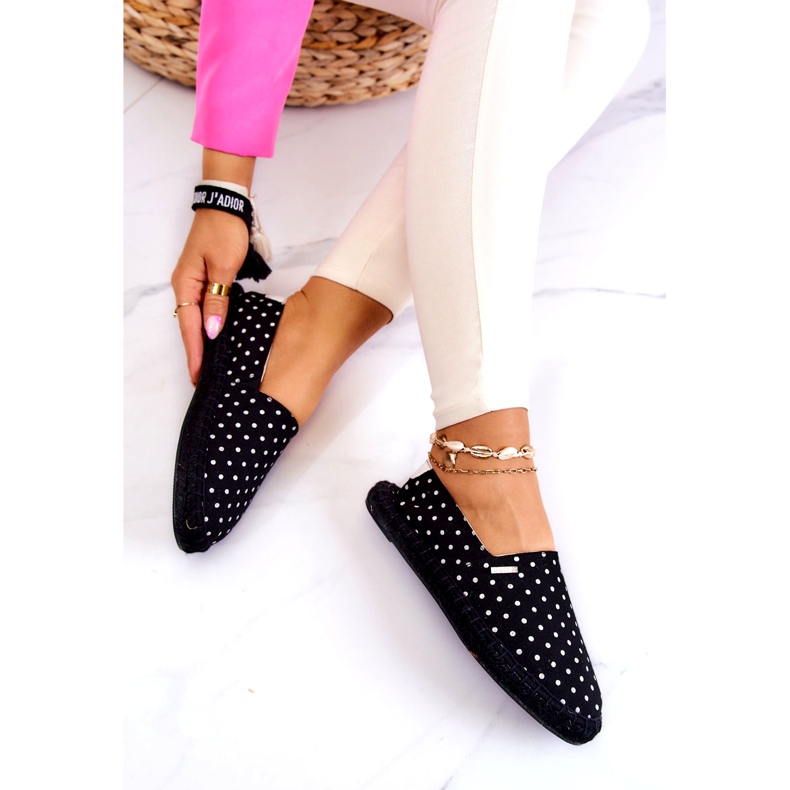 Alpercatas femininas Big Star de bolinhas JJ274867 pretas preto 4