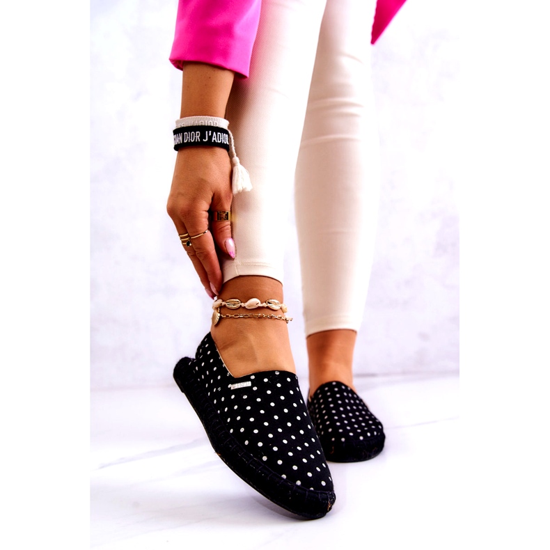 Alpercatas femininas Big Star de bolinhas JJ274867 pretas preto 1