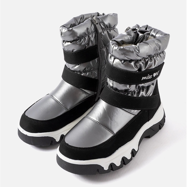 Miss Botas de neve femininas Staturano pretas e cinza preto 1