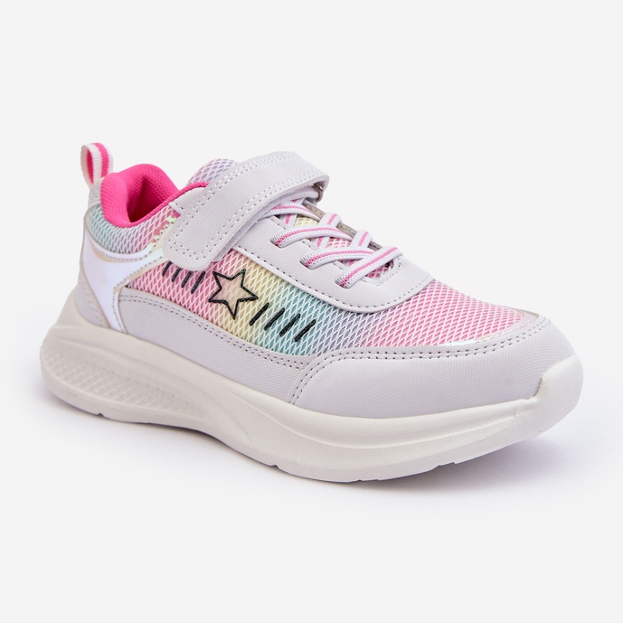 News Calçado desportivo feminino com velcro multicolorido Adriney branco 1