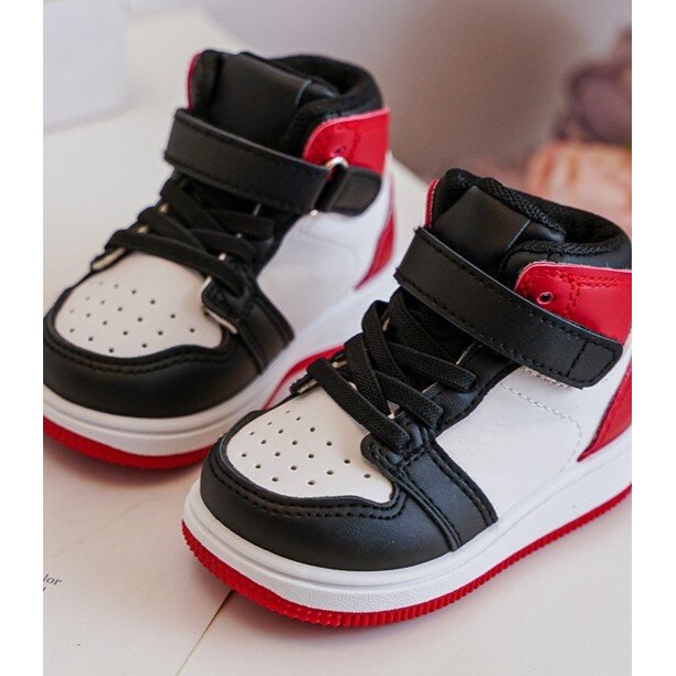 Calçado desportivo infantil alto branco e vermelho Teredite 2