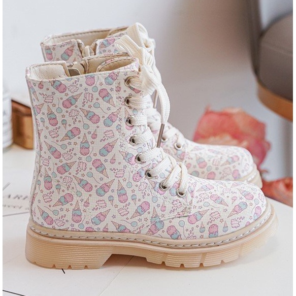 Botins infantis isolados com zíper, Bege Dolida 1