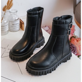 Botas infantis de couro com fivelas pretas Chloraia preto 1