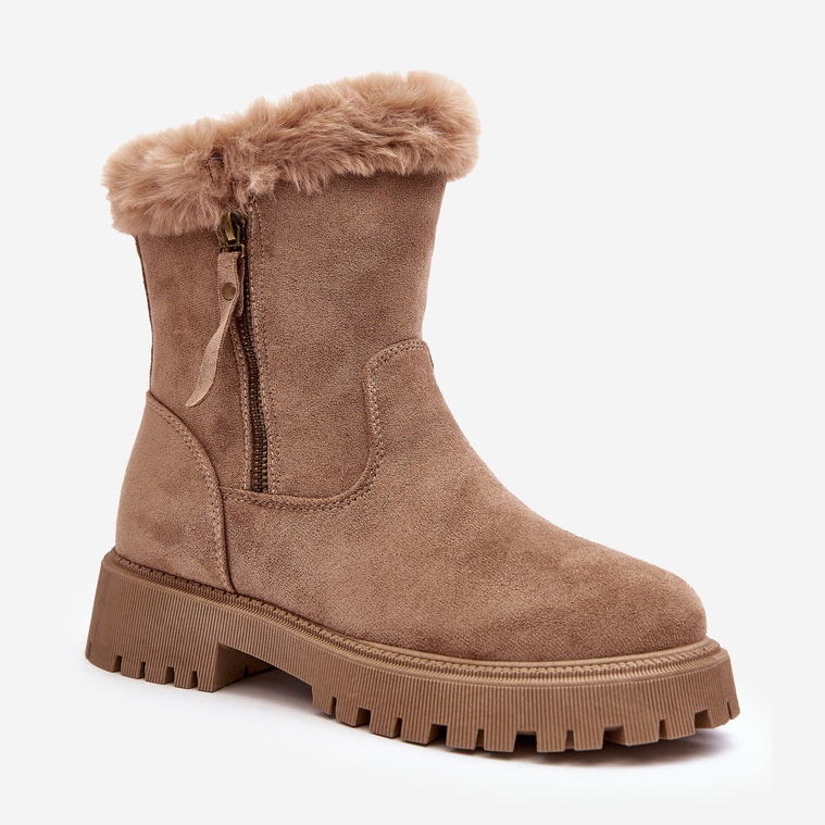 PE1 Botins femininos de camurça com pele, bege Hasiva 1 PE1 Botins femininos de camurça com pele, bege Hasiva 1