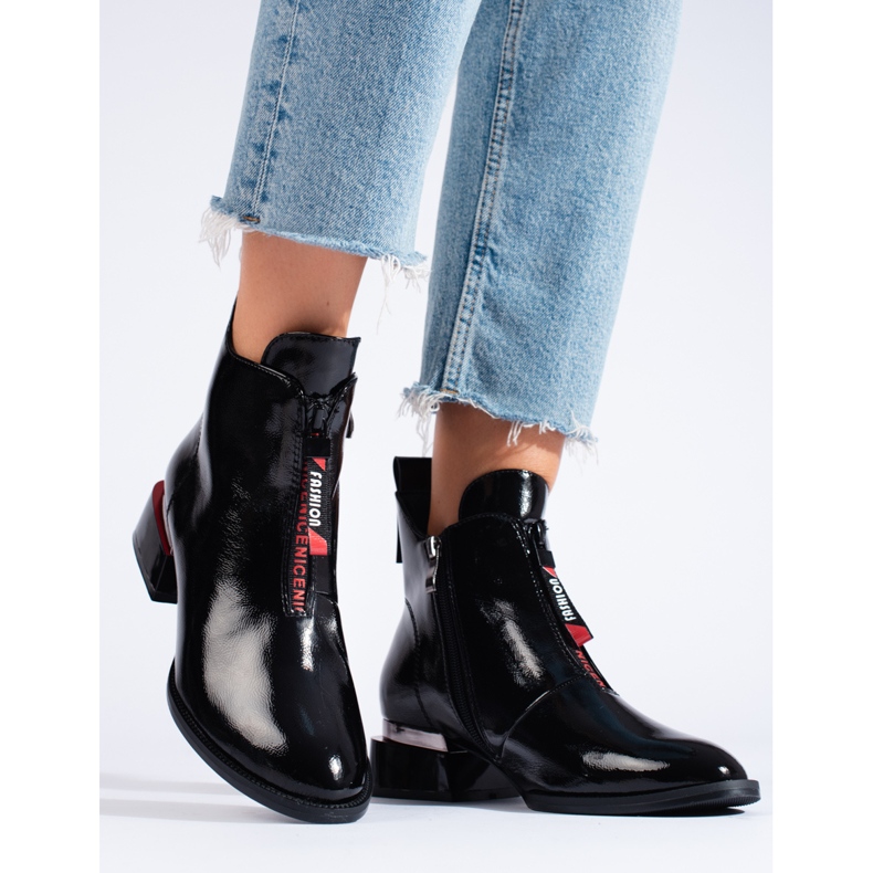 Botas femininas de salto baixo Shelovet preto 1