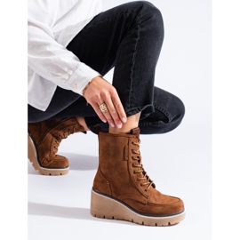Goodin Bota com cadarço Shelovet Camel castanho 1