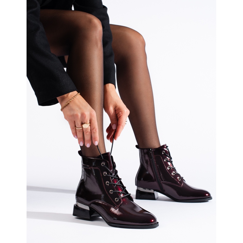 Botins com cadarço envernizados bordô Vinceza. vermelho 1 Botins com cadarço envernizados bordô Vinceza. vermelho 1