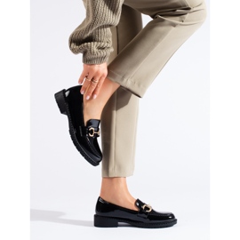 Mocassins elegantes Shelovet pretos envernizados 1