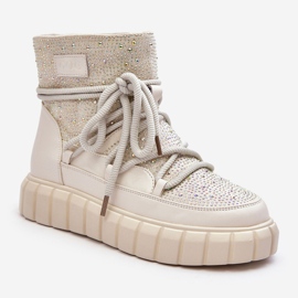 Botas de neve isoladas decoradas com strass GOE MM2N4081 Bege 1