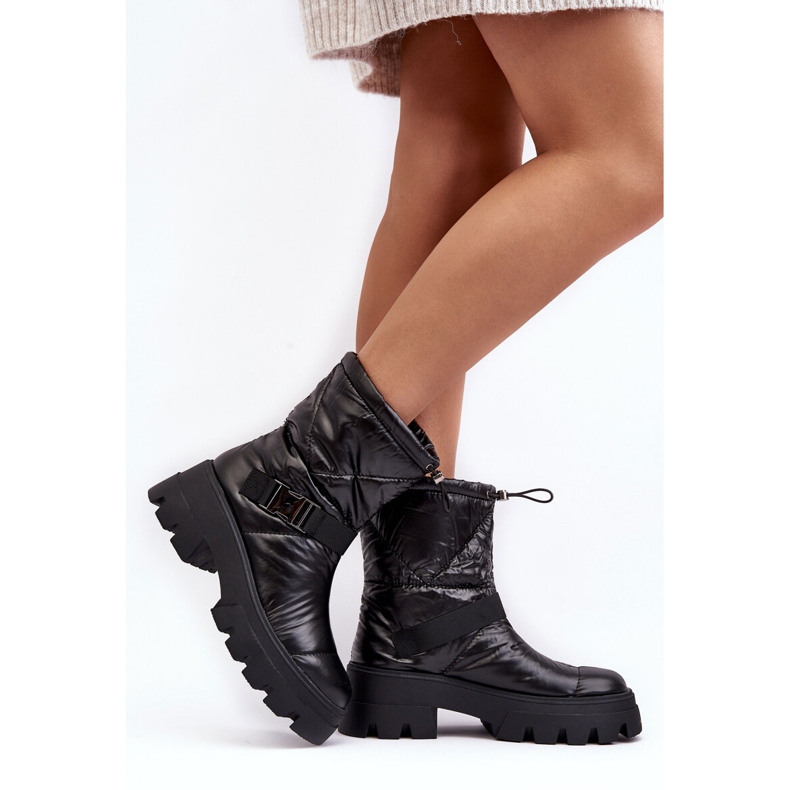 PH2 Botins femininos com sola maciça e salto plano, Black Werikse preto 2