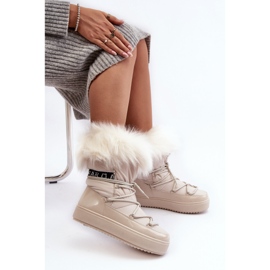 PS1 Botas de neve femininas com cadarço bege claro Santero 1