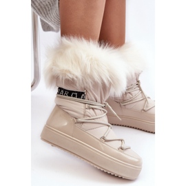 PS1 Botas de neve femininas com cadarço bege claro Santero 2