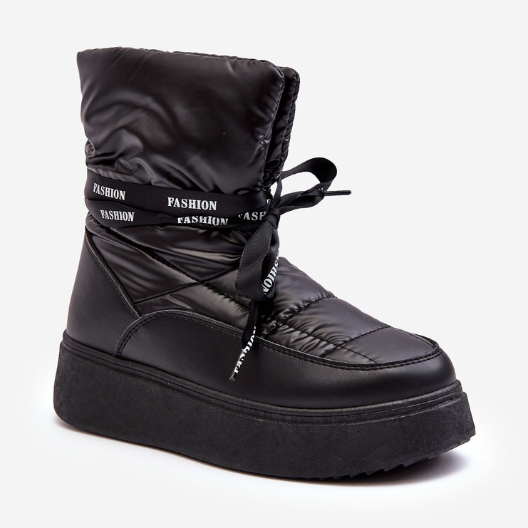 PS1 Botas de neve femininas com cadarço decorativo preto Siracna 1 PS1 Botas de neve femininas com cadarço decorativo preto Siracna 1