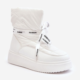 PS1 Botas femininas de neve com cadarço decorativo, Siracna branca branco 1