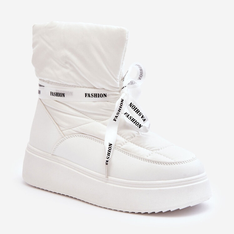 PS1 Botas femininas de neve com cadarço decorativo, Siracna branca branco 1 PS1 Botas femininas de neve com cadarço decorativo, Siracna branca branco 1