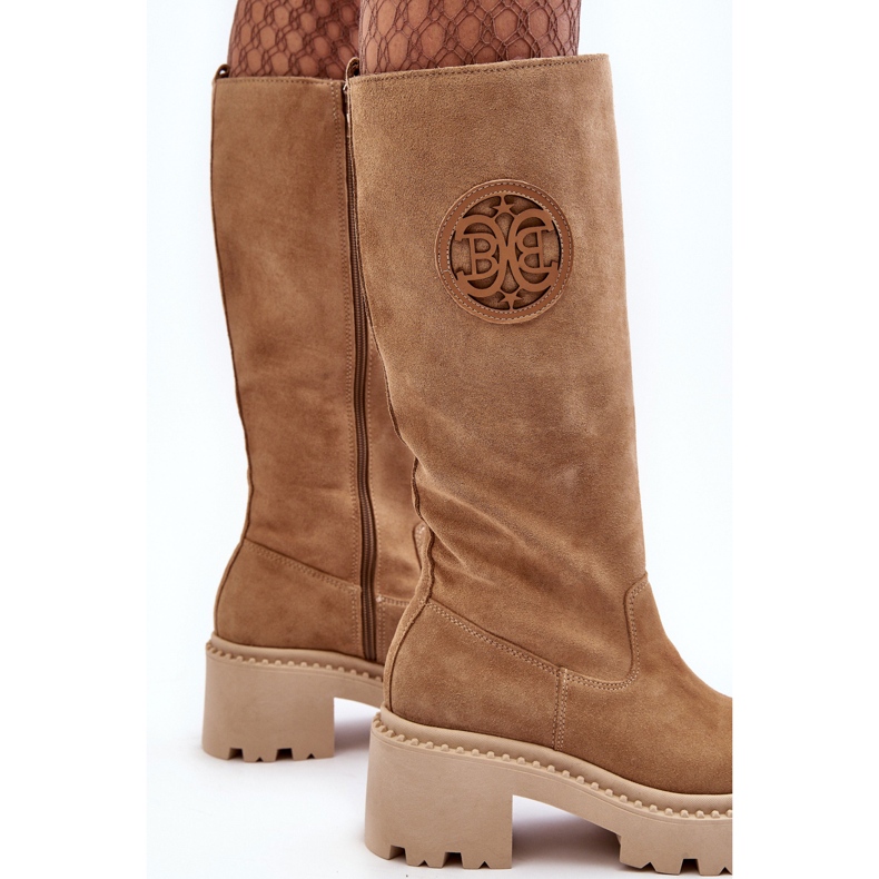 Lewski Shoes Botas femininas acima do joelho em camurça bege Lewski 3367 2