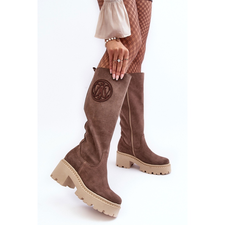 Lewski Shoes Botas acima do joelho em camurça feminina marrom Lewski 3367 castanho 2