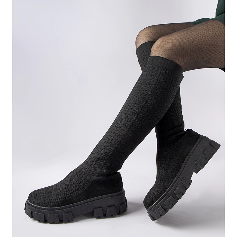 Ausonia botas pretas de meia longa preto 2