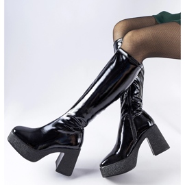 Inna Botas pretas de salto alto Fecteau envernizadas preto 2